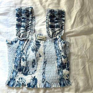 Urban blue white patterned crop top